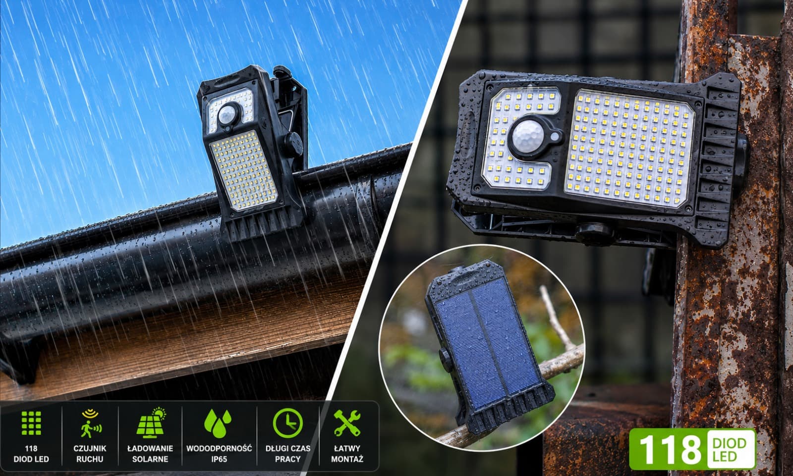 Panel solarny lampy z bliska